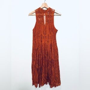 Free People Rust Lace Midi Dress. XS.